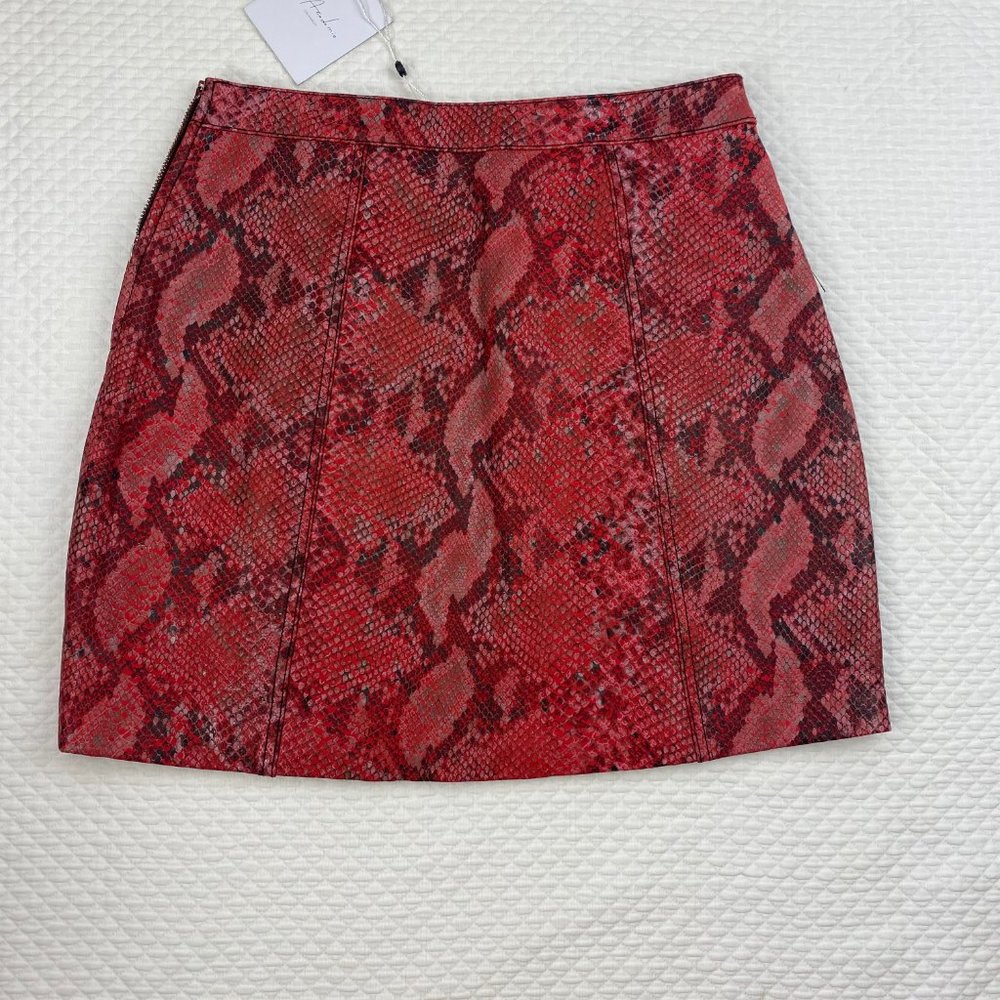 NWT L'ACADEMIE Serpent Reptile Leather Skirt Womens Size Small Lined - Picture 7 of 9